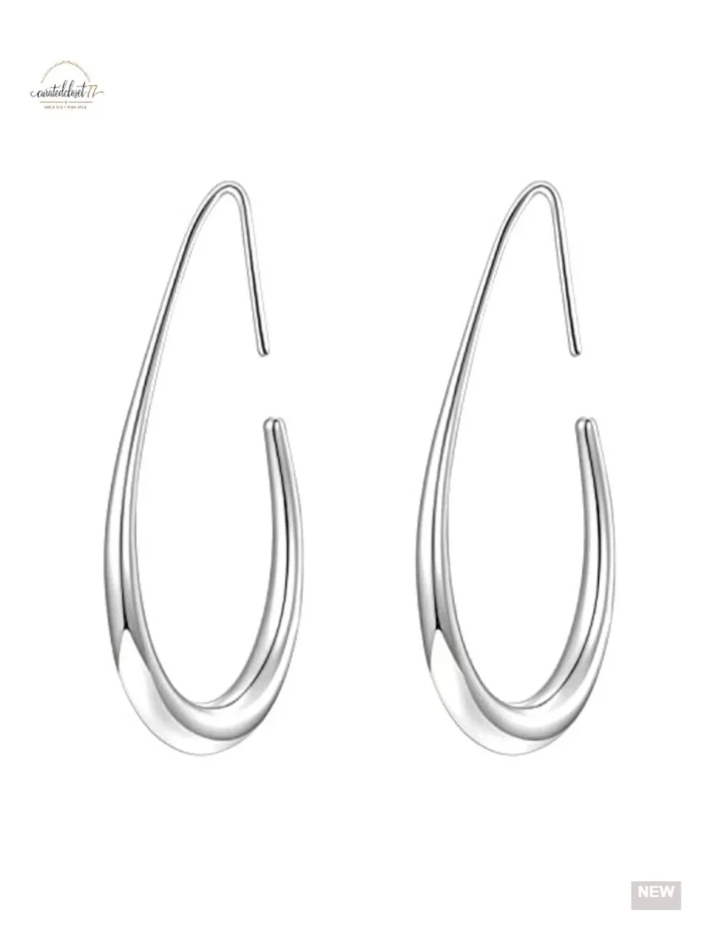 Lightweight Teardrop Hoop Earrings - 14k Gold Plated Large Oval Pull Through